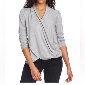 1. State Light Gray Draped Front Top